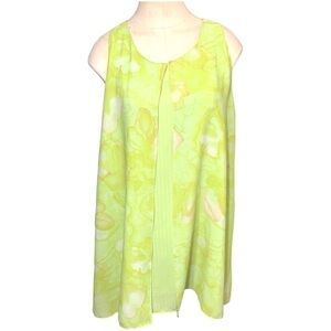 ONE Heart Clothing CA Light Green Floral Shift Dress Sleeveless A Line Sz M